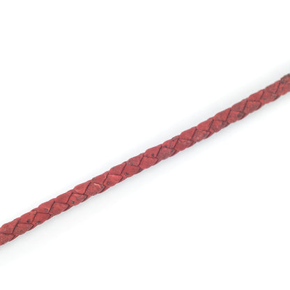 10 mètres de cordon tressé en liège rouge vin, 5mm, pour la fabrication de bijoux, COR-328 