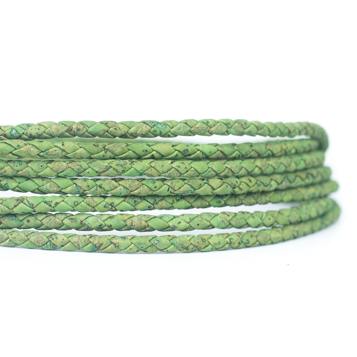 10 meters of 5mm Green Braided Cork Jewelry Crafting Cord COR-172