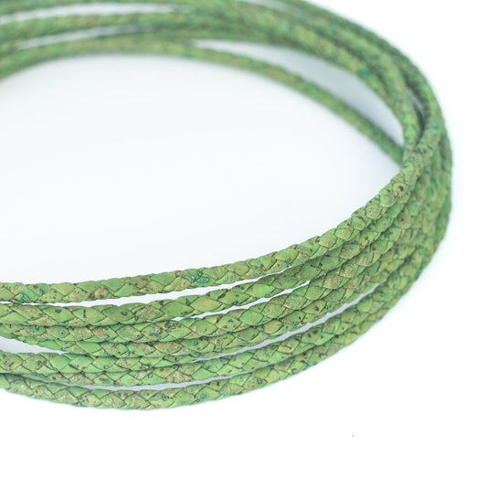10 mètres de cordon de fabrication de bijoux en liège tressé vert de 5 mm COR-172 