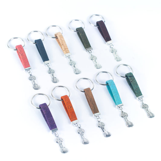 Fil de liège de couleur naturelle et pendentif en fil, porte-clés en liège fait à la main I-02-C-MIX-10