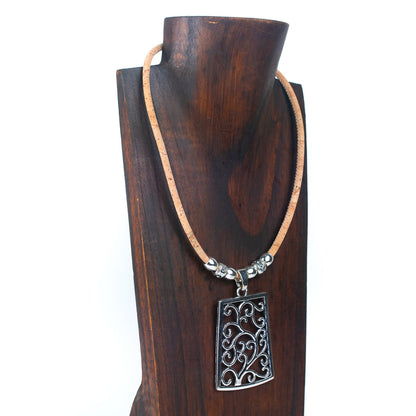 5MM round natural cork   handmade women's cork necklace N-1029-5