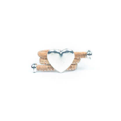 Natural Cork & Heart Fittings Handmade Ladies Cork Ring  RW-034-MIX-10