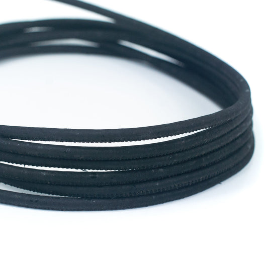 10 meters of Black Cork Cord 5mm Round String COR-201