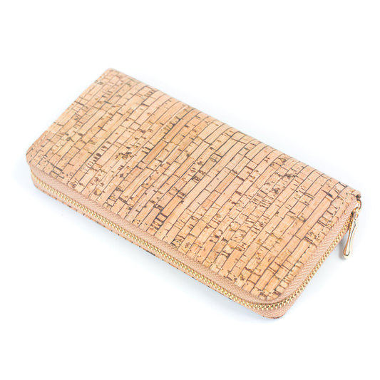 Striped Natural Cork Women's Long Wallet | THE CORK COLLECTION