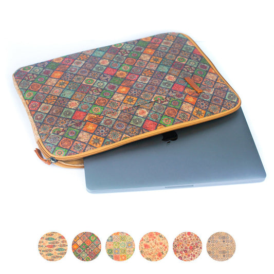 Natural Cork & Printed Notebook Laptop Sleeve | THE CORK COLLECTION