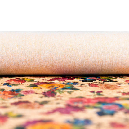 Tissu de liège floral multicolore vibrant de roseraie COF-509