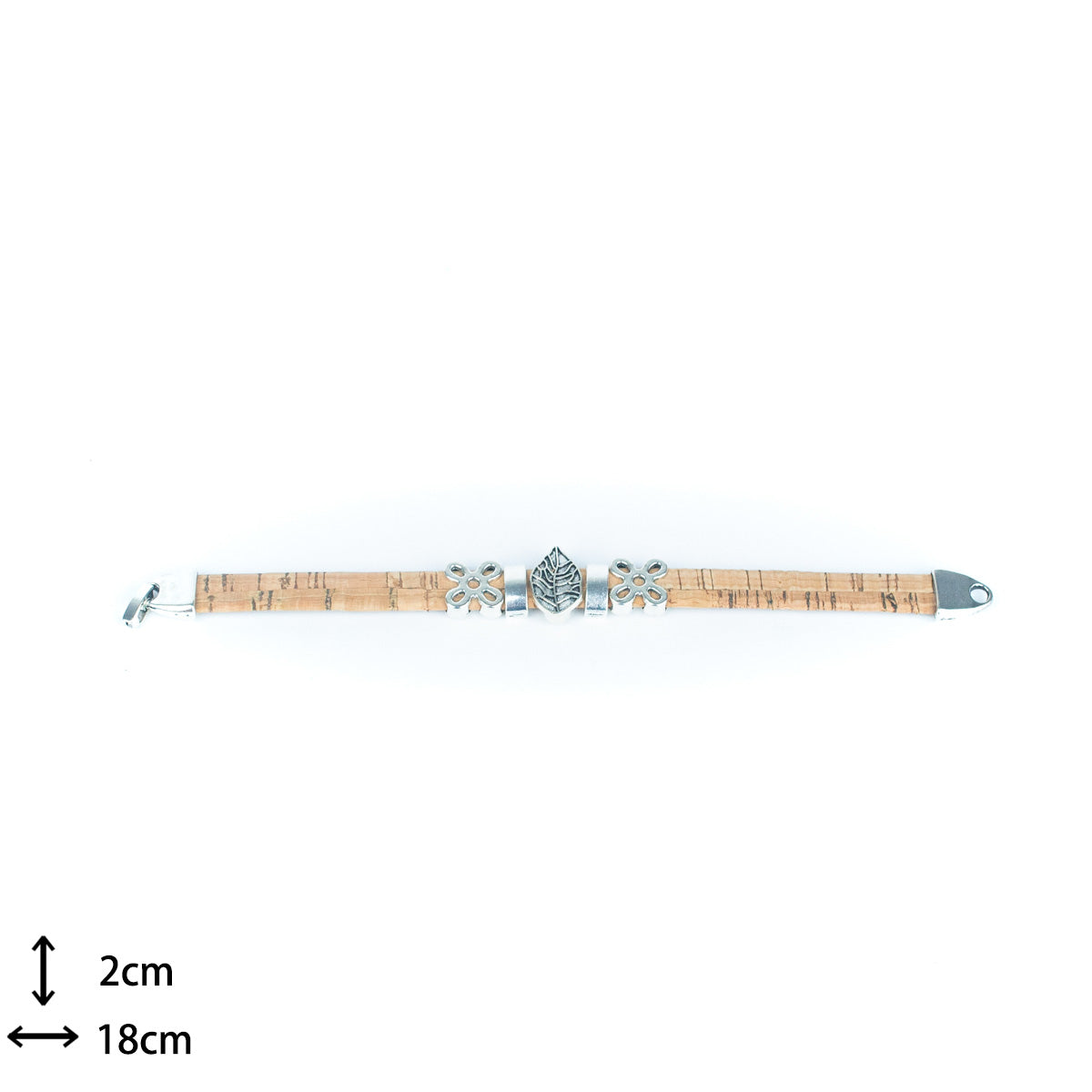 Cordon de liège plat coloré de 10mm avec accessoires de feuilles Bracelet fait main DBR-039-MIX-5