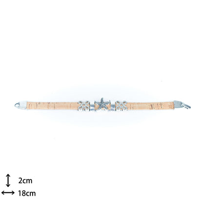 Cordon de liège plat coloré de 10mm avec accessoires d'étoile de mer Bracelet fait main DBR-036-MIX-5