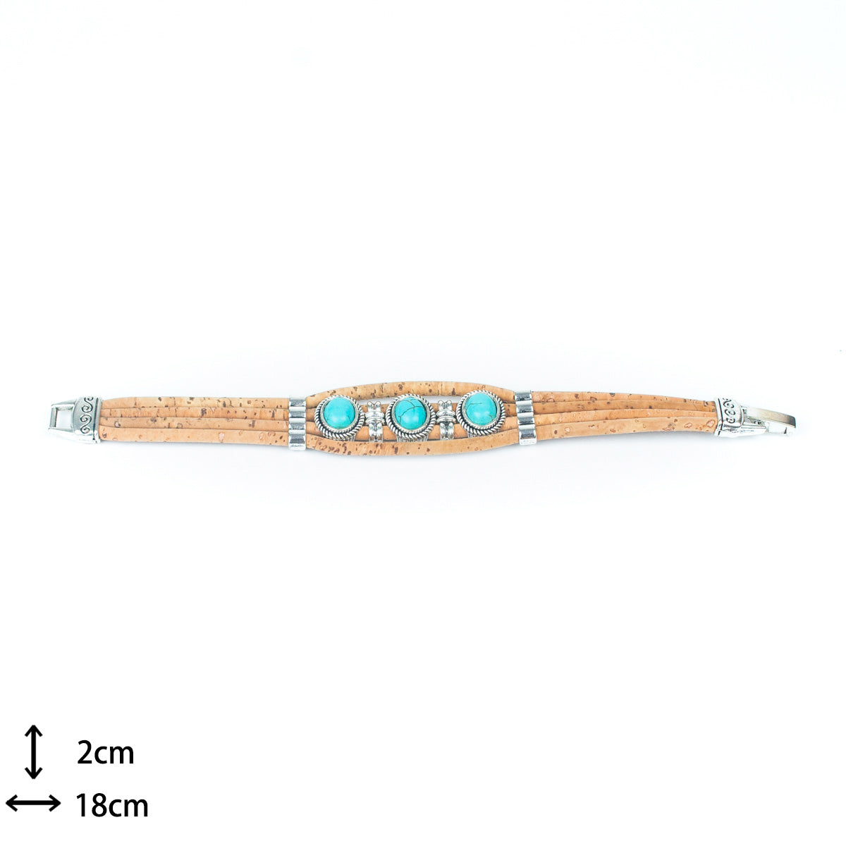 Bracelet en liège pour femmes fait à la main en fil de liège coloré BR-501-MIX-6