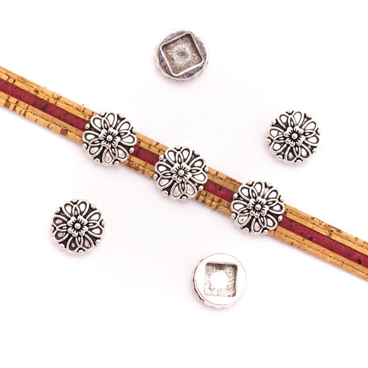 10 pièces pour cuir plat de 10mm, accessoires de bracelet en argent Antique, fournitures de bijoux, recherche de bijoux D-1-10-244
