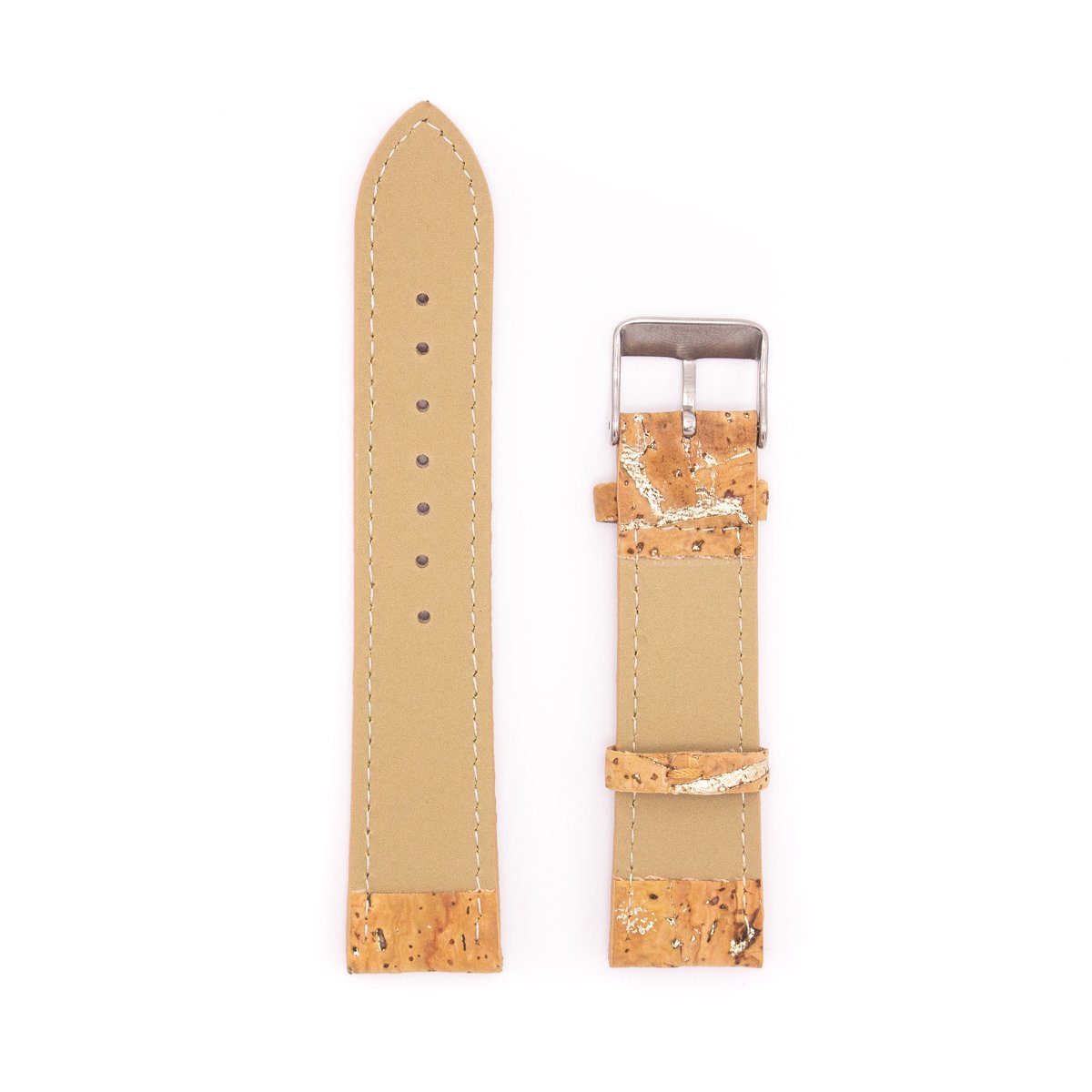 Natural with Gold Cork Watch Strap 18mm 20mm E-013