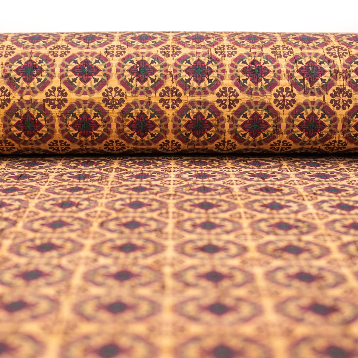 Warmed Toned Tiles Pattern Cork Fabric COF-234