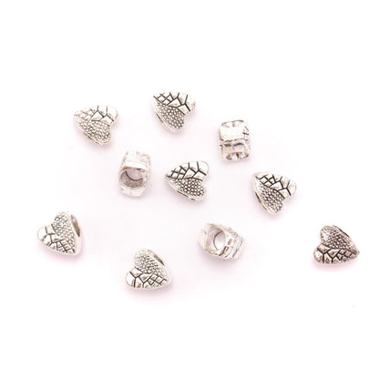 20 pièces pour cuir de 5mm, argent antique, zamak, perles rondes en forme de cœur, fourniture de bijoux, composants-D-5-5-152