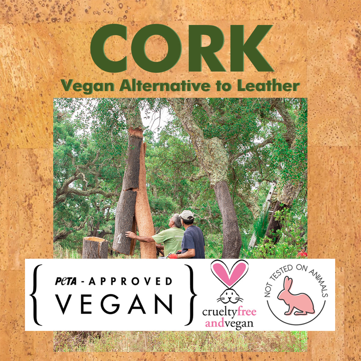 Natural Cork Fabric Original Wood Grain COF-344