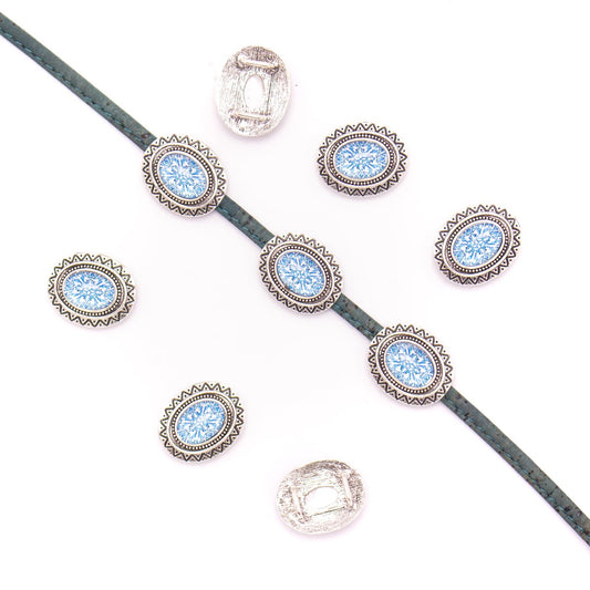 10units For 7mm flat cord slider with oval Portuguese tiles for bracelet finding（20mm*24mm） D-1-10-231