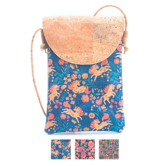 5 Units Natural Cork Half-Moon Flap Ladies' Phone Pouch | THE CORK COLLECTION