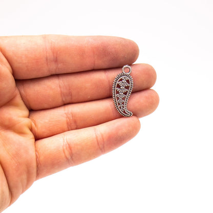 20 pièces pendentif plume argent Antique breloques en argent, bracelets à faire soi-même collier bracelet, pendentif breloques plume de feuille, breloques pour la fabrication de bijouxD-3-445