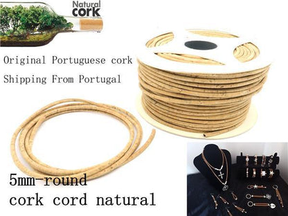 10meter Natural cork cord Portuguese cork 5mm cork cord cork COR-900