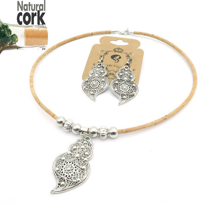 Viana Heart Portuguese Natural Cork Jewelry Set | THE CORK COLLECTION