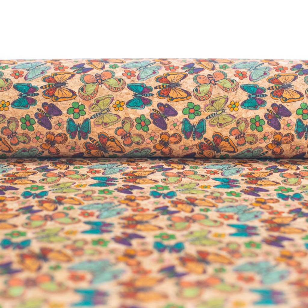 Colorful Butterfly Pattern Cork Fabric-Cof-269-A Cork Fabric