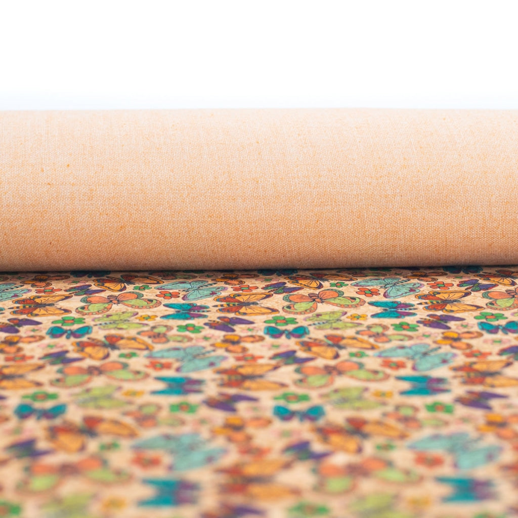 Colorful Butterfly Pattern Cork Fabric-Cof-269-A Cork Fabric