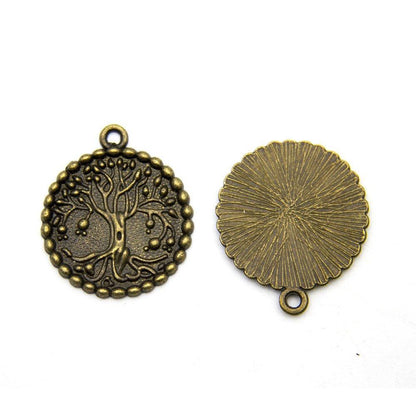 5 units antique brass life of tree finding jewelry finding suppliers D-3-265