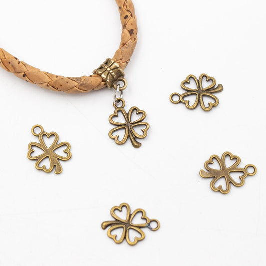 40 Pcs Antique Bronze four-leaf flower bracelet findings or necklace pendant jewelry supplies jewelry finding D-3-375