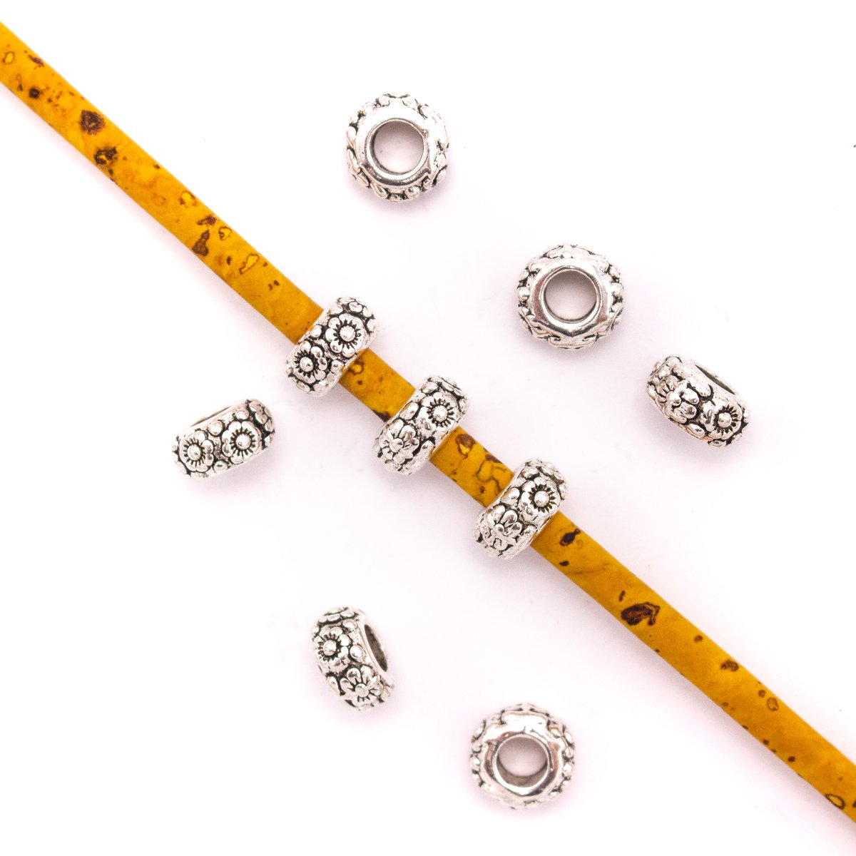 20 pièces pour perles rondes en zamak argent antique en cuir de 5mm, composants de résultats d'approvisionnement en bijoux-D-5-5-149