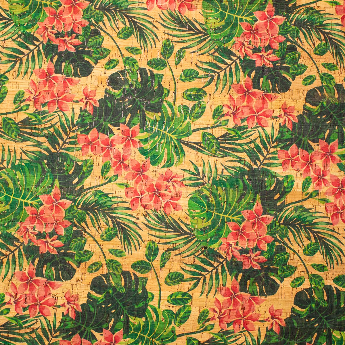 Tropical flowers pattern Cork Fabric COF-247