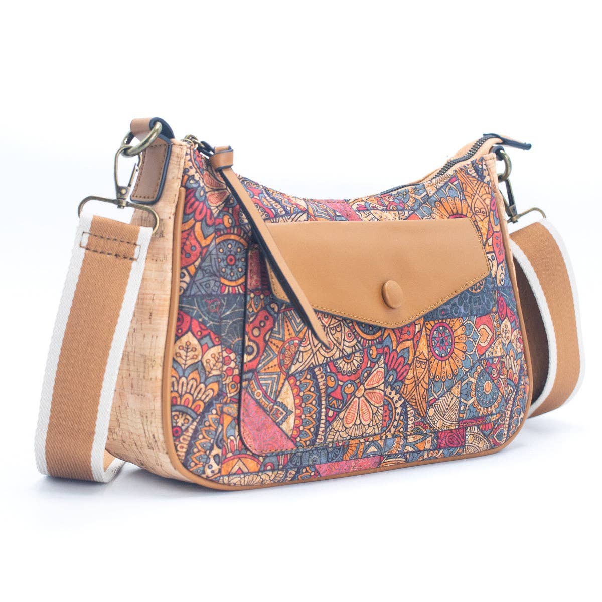 Natural Cork Printed Pattern Women's Messenger Bag | THE CORK COLLECTION