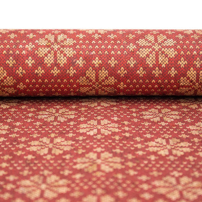 Collection de tissus à motifs de flocons de neige rouges de noël en liège naturel COF-328
