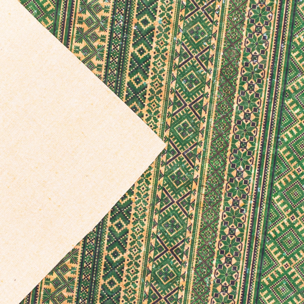 Geometric Pattern With Ethnic Motifs Cork Fabric Cof-239 Cork Fabric