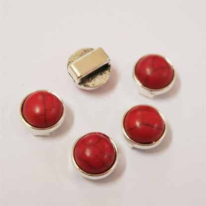10 Pcs for 10mm flat leather, Multicolor beads slider Antique silver beads jewelry supplies jewelry findings    D-1-10-152
