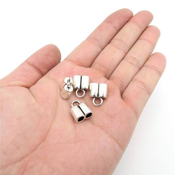 20 Pcs for 5mm round leather Antique Silver 2 stand terminal jewelry supplies jewelry finding D-5-5-1