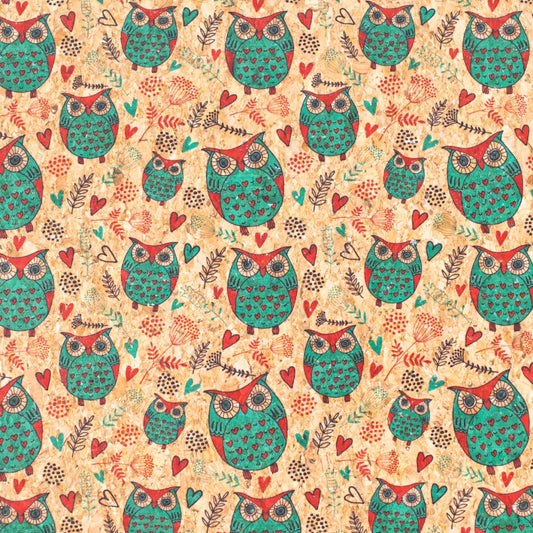 Owl Pattern Cork Fabric-Cof-258-A Cork Fabric