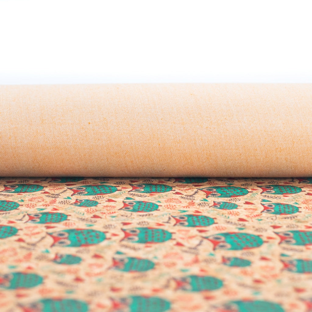 Owl Pattern Cork Fabric-Cof-258-A Cork Fabric