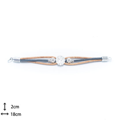 Bracelet femme fabriqué à la main en fil de liège naturel DBR-021-MIX-5