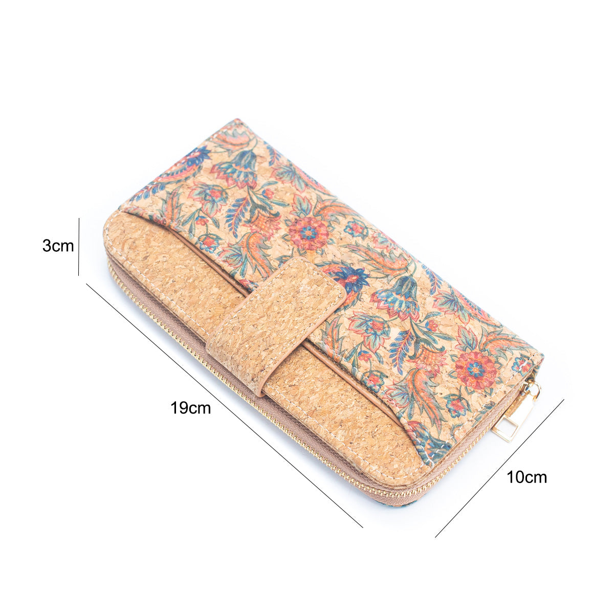 6 portefeuilles en liège naturel avec motifs floraux et mosaïques (paquet de 6 unités) HY-026-MIX-6