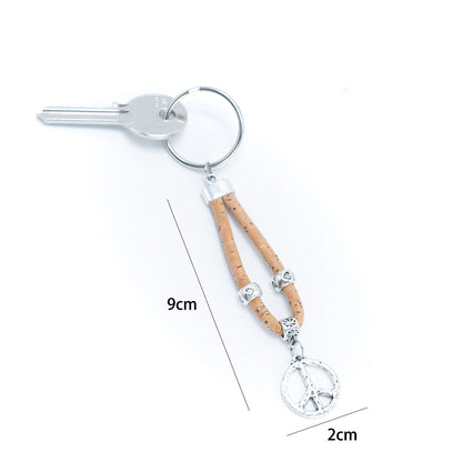 Porte-clés en liège fait main Peace Charm I-075-MIX-10