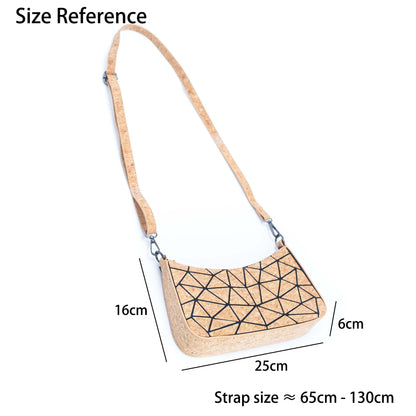 Cross Line Baguette Natural Cork Geometric Bag BAG-2210
