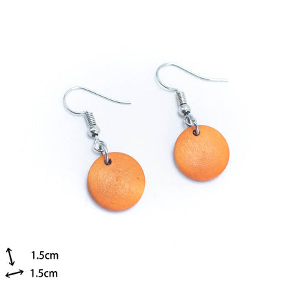 Orange Round Handmade Cork Earrings for Women ER-078