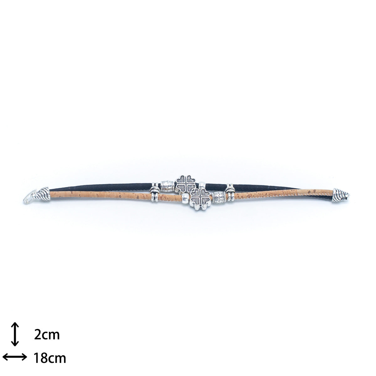 Bracelet en liège naturel et perles de fleurs pour femmes, fait à la main, BR-503-MIX-5 