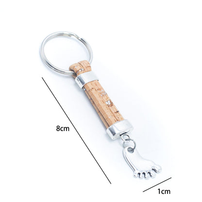 Pendentif petits pieds Style simple porte-clés en liège fait à la main I-007-MIX-10