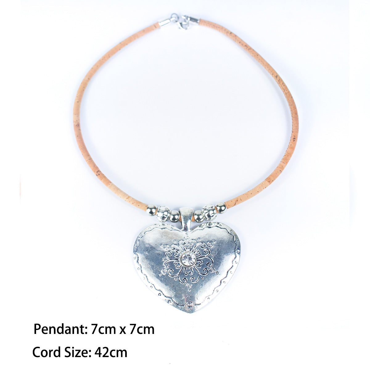 Liège rond coloré de 5MM avec coeur collier en liège pour femme fait à la main N-137-MIX-5