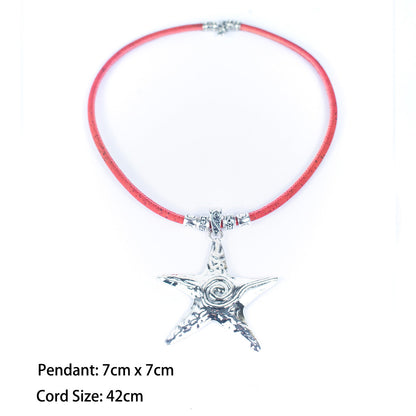 Liège coloré rond de 5MM avec collier en liège pour femmes fait main étoile N-209-MIX-5