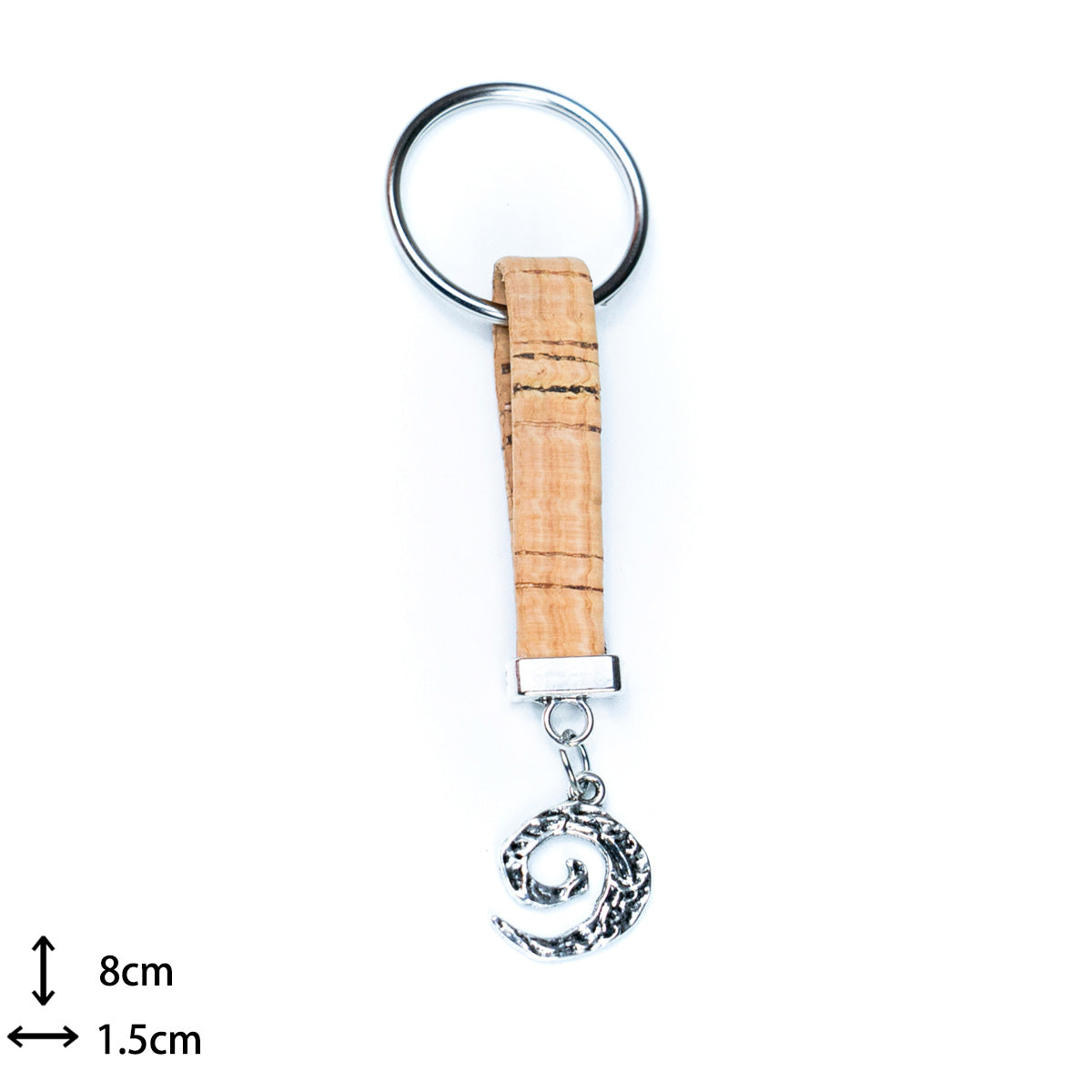 10MM Flat Natural Colored Cork Cord  & Pendant Handmade Cork Keychain I-04-C-MIX-10