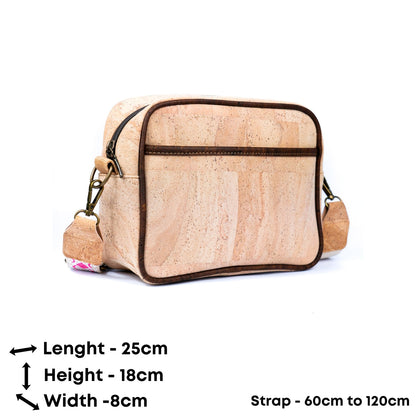 Natural Cork Crossbody Bag w/ Wide Shoulder Strap BAGP-164