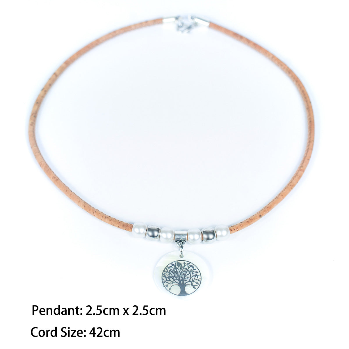 Pendentif arbre à coquillages - collier en liège pour femmes fait à la main NE-1038-5
